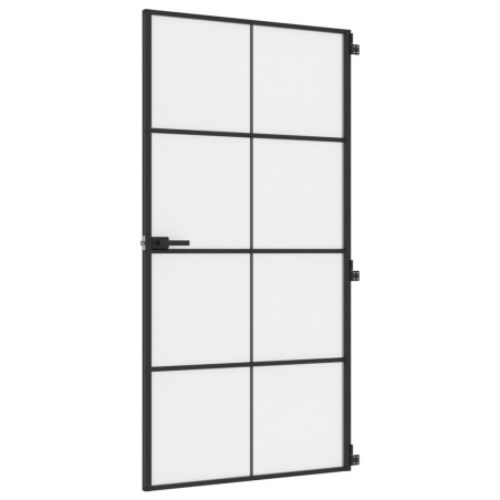 Porta Interni Sottile Nera 102,5x201,5Vetro Temperato Alluminio