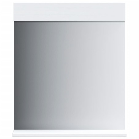 Specchio Bagno e Ripiano BERG Bianco 60x12x70 cm Legno Massello