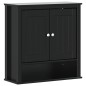 Mobile da Bagno a Muro BERG Nero 69,5x27x71,5cm Legno Massello Mobile da Bagno a Muro BERG Nero 69,5x27x71,5cm Legno Massello