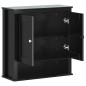 Mobile da Bagno a Muro BERG Nero 69,5x27x71,5cm Legno Massello Mobile da Bagno a Muro BERG Nero 69,5x27x71,5cm Legno Massello