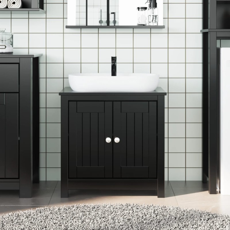 Mobile Lavabo da Bagno BERG Nero 60x34x59cm Legno Massello Pino Mobile Lavabo da Bagno BERG Nero 60x34x59cm Legno Massello Pino