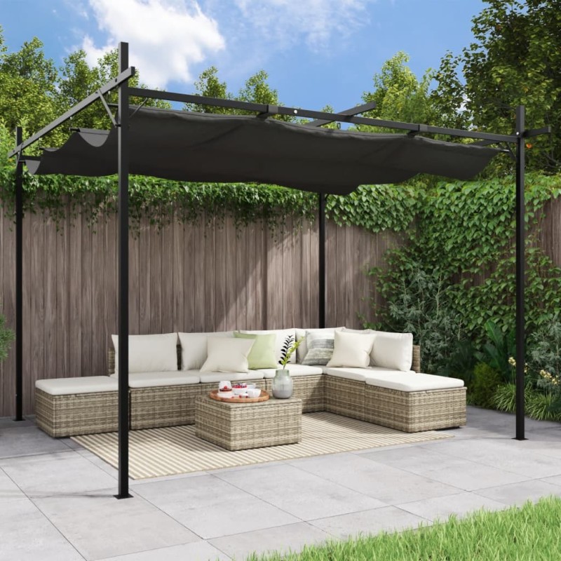 Pergola con Tetto Retrattile Antracite 295x292x230 cm Pergola con Tetto Retrattile Antracite 295x292x230 cm