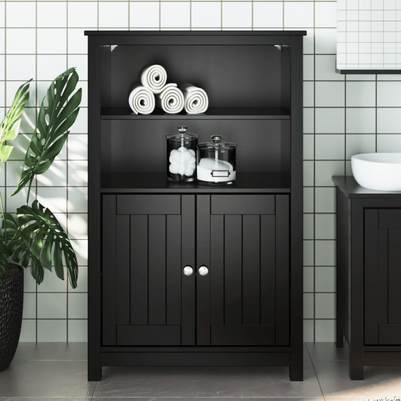 Mobile da Bagno BERG Nero 69,5x34x110 cm Legno Massello di Pino Mobile da Bagno BERG Nero 69,5x34x110 cm Legno Massello di Pino