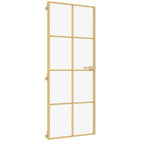 Porta Interni Sottile Oro 93x201,5cm Vetro Temperato Alluminio