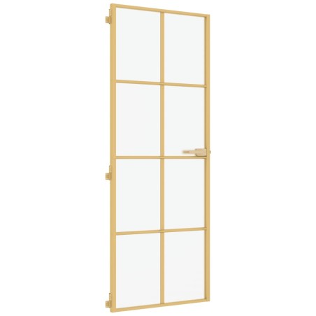 Porta Interni Sottile Oro 76x201,5cm Vetro Temperato Alluminio