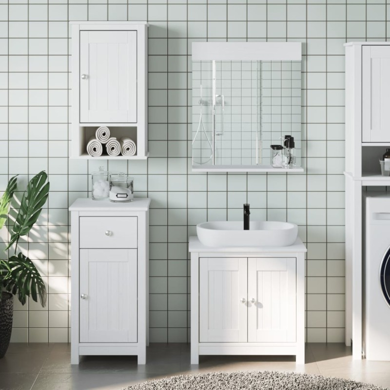 Set Mobili da Bagno 3 pz BERG Bianco in Legno Massello di Pino Set Mobili da Bagno 3 pz BERG Bianco in Legno Massello di Pino