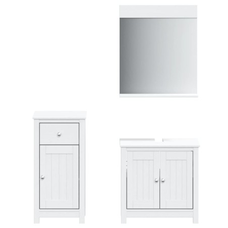Set Mobili da Bagno 3 pz BERG Bianco in Legno Massello di Pino
