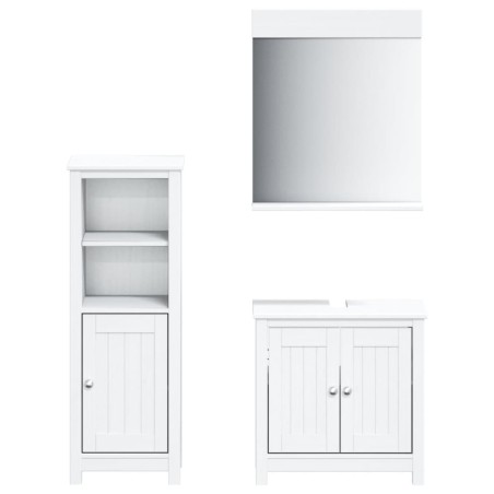 Set Mobili da Bagno 3 pz BERG Bianco in Legno Massello di Pino