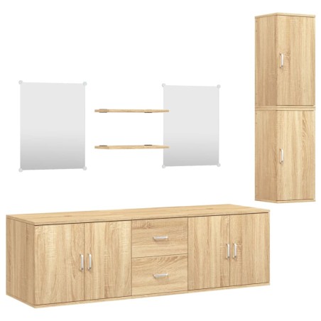   vidaXL Set Mobili da Bagno 7 pz Rovere in Legno Multistrato