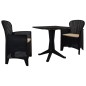 Set da Bistrò 3 pz in Plastica Stile Rattan Antracite Set da Bistrò 3 pz in Plastica Stile Rattan Antracite