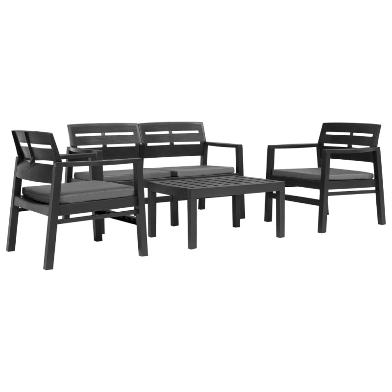 Set Salotto da Giardino 4 pz in Plastica Antracite Set Salotto da Giardino 4 pz in Plastica Antracite