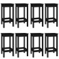Set da Bar 9 pz Nero in Legno Massello di Pino