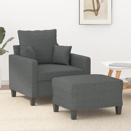 Poltrona con Poggiapiedi Grigio Scuro 60 cm in Tessuto