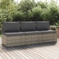 Divano da Giardino a 3 Posti con Cuscini in Polyrattan Grigio Divano da Giardino a 3 Posti con Cuscini in Polyrattan Grigio