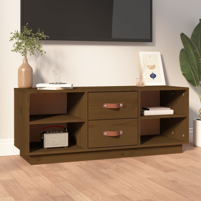 Mobile TV Miele 100x34x40 cm in Legno Massello di Pino Mobile TV Miele 100x34x40 cm in Legno Massello di Pino