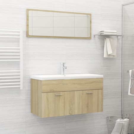 Set Mobili da Bagno Rovere Sonoma in Truciolato