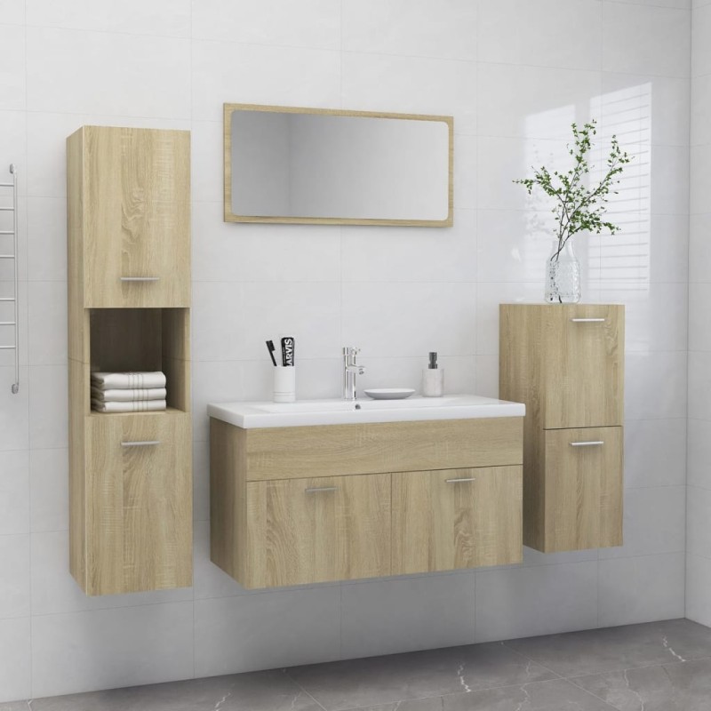 Set Mobili da Bagno Rovere Sonoma in Truciolato Set Mobili da Bagno Rovere Sonoma in Truciolato