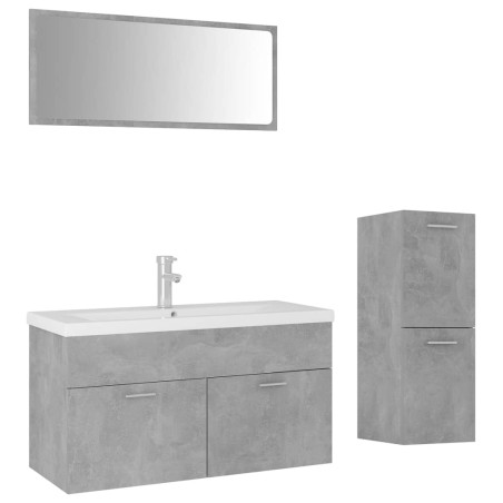 Set Mobili da Bagno Grigio Cemento in Truciolato