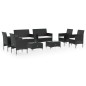 Set Divani da Giardino 8 pz con Cuscini in Polyrattan Nero Set Divani da Giardino 8 pz con Cuscini in Polyrattan Nero
