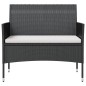 Set Divani da Giardino 8 pz con Cuscini in Polyrattan Nero Set Divani da Giardino 8 pz con Cuscini in Polyrattan Nero