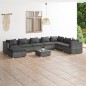 Set Divani da Giardino 9 pz con Cuscini in Polyrattan Grigio Set Divani da Giardino 9 pz con Cuscini in Polyrattan Grigio