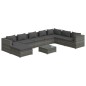 Set Divani da Giardino 9 pz con Cuscini in Polyrattan Grigio Set Divani da Giardino 9 pz con Cuscini in Polyrattan Grigio