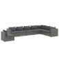 Set Divani da Giardino 8 pz con Cuscini in Polyrattan Grigio Set Divani da Giardino 8 pz con Cuscini in Polyrattan Grigio