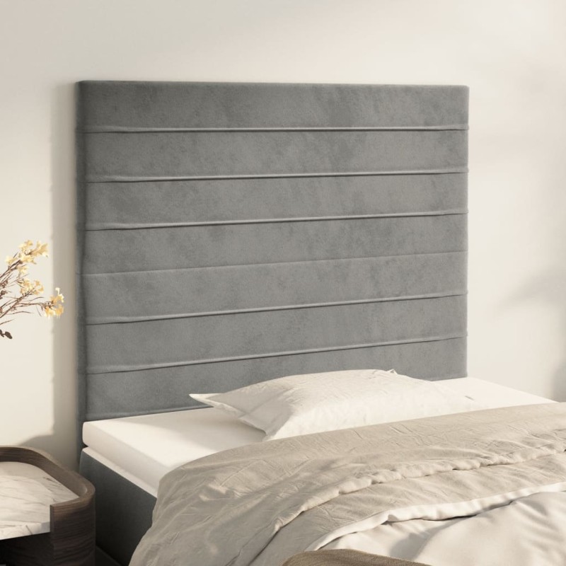 Testiere 2 pz Grigio Chiaro 100x5x78/88 cm in Velluto Testiere 2 pz Grigio Chiaro 100x5x78/88 cm in Velluto