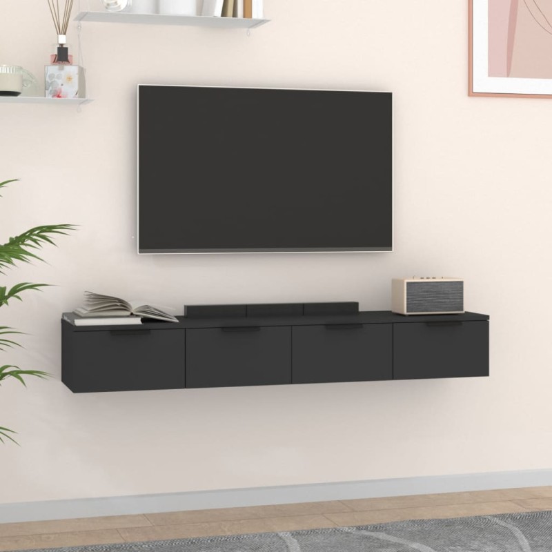 Mobili da Parete 2 pz Neri 68x30x20 cm Legno Multistrato Mobili da Parete 2 pz Neri 68x30x20 cm Legno Multistrato