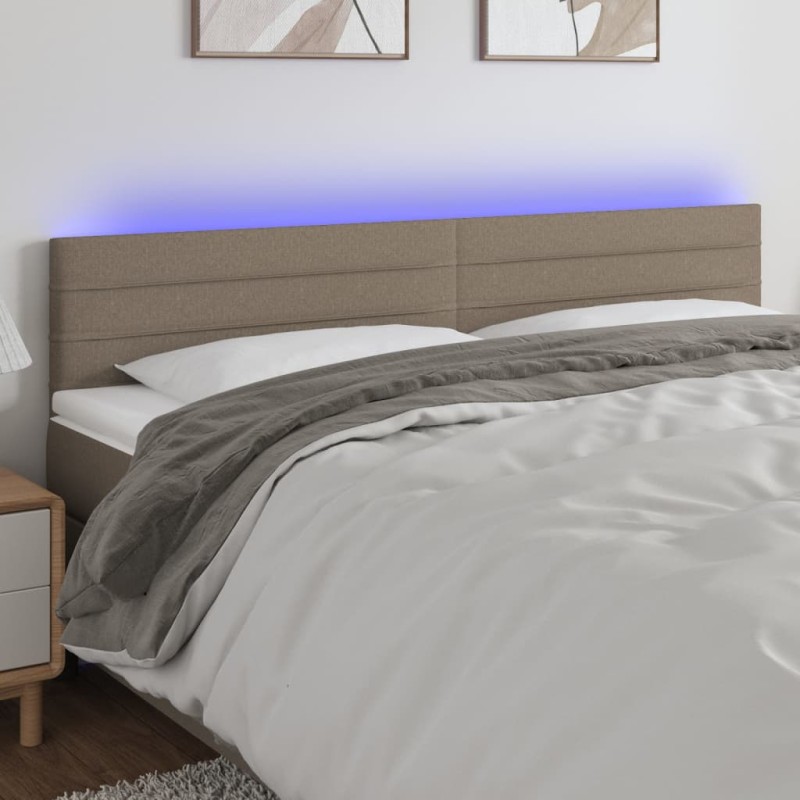 Testiera a LED Tortora 180x5x78/88 cm in Tessuto Testiera a LED Tortora 180x5x78/88 cm in Tessuto