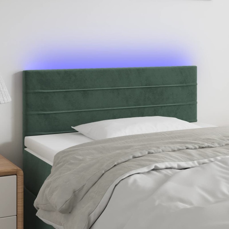 Testiera a LED Verde scuro 90x5x78/88 cm in Similpelle Testiera a LED Verde scuro 90x5x78/88 cm in Similpelle