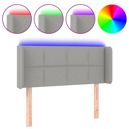 Testiera Grigio Chiaro a LED 93x16x78/88 cm in Tessuto