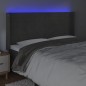 Testiera a LED Grigio Scuro 203x16x118/128cm in Velluto Testiera a LED Grigio Scuro 203x16x118/128cm in Velluto