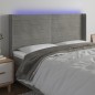Testiera a LED Grigio Chiaro 183x16x118/128 cm in Velluto Testiera a LED Grigio Chiaro 183x16x118/128 cm in Velluto