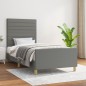 Giroletto con Testiera Grigio Scuro 90x190 cm in Tessuto Giroletto con Testiera Grigio Scuro 90x190 cm in Tessuto