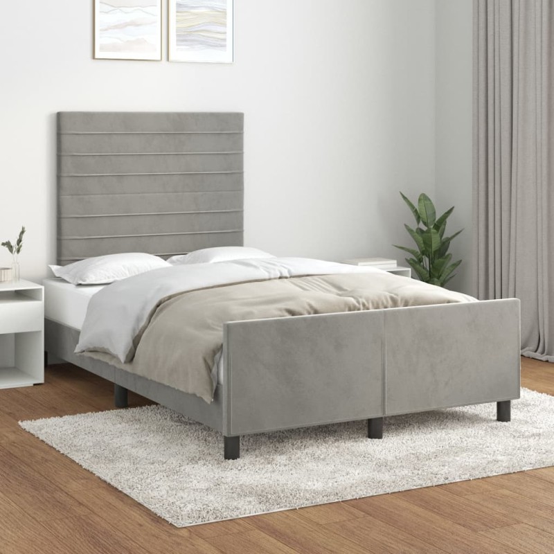 vidaXL Giroletto senza Materasso Grigio Chiaro 120x200 cm Velluto vidaXL Giroletto senza Materasso Grigio Chiaro 120x200 cm Velluto