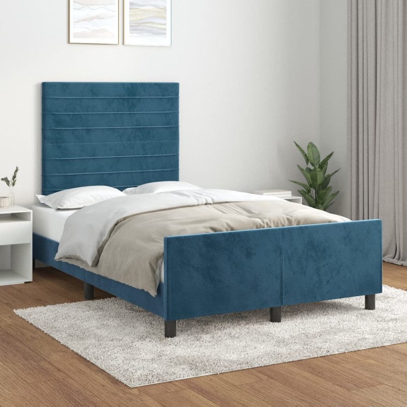 vidaXL Giroletto senza Materasso Blu Scuro 120x200 cm in Velluto vidaXL Giroletto senza Materasso Blu Scuro 120x200 cm in Velluto