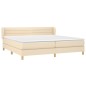 vidaXL Giroletto a Molle con Materasso Crema 200x200 cm in Tessuto