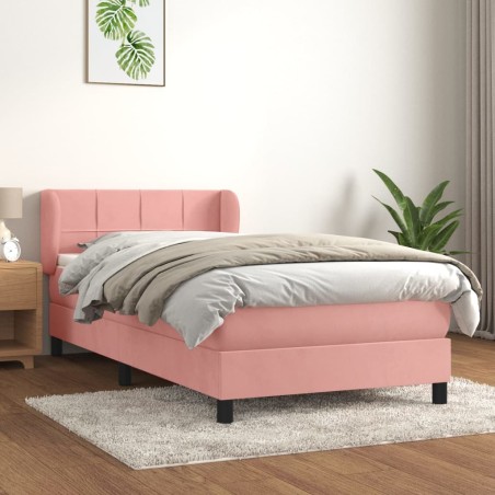 vidaXL Giroletto a Molle con Materasso Rosa 90x200 cm in Velluto