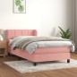vidaXL Giroletto a Molle con Materasso Rosa 90x200 cm in Velluto