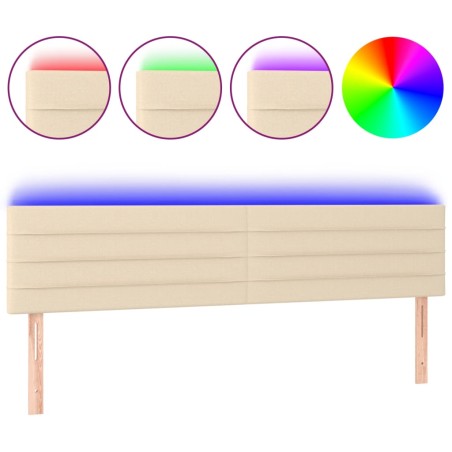 vidaXL Testiera a LED Crema 200x5x78/88 cm in Tessuto