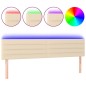 vidaXL Testiera a LED Crema 200x5x78/88 cm in Tessuto