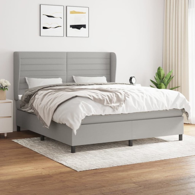 vidaXL Giroletto a Molle con Materasso Grigio Chiaro180x200 cm Tessuto