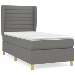 vidaXL Giroletto a Molle con Materasso Grigio Scuro 90x190 cm Tessuto