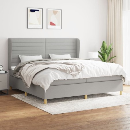 vidaXL Giroletto a Molle con Materasso Grigio Chiaro 200x200cm Tessuto