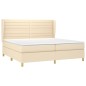 vidaXL Giroletto a Molle con Materasso Crema 200x200 cm in Tessuto