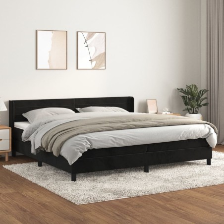 vidaXL Giroletto a Molle con Materasso Nero 200x200 cm in Velluto