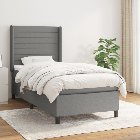 vidaXL Giroletto a Molle con Materasso Grigio Scuro 90x190 cm Tessuto