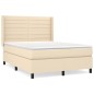 vidaXL Giroletto a Molle con Materasso Crema 140x19 cm in Tessuto