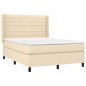 vidaXL Giroletto a Molle con Materasso Crema 140x19 cm in Tessuto